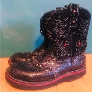 ARIAT Fatbaby Black Embellished Leather Boots